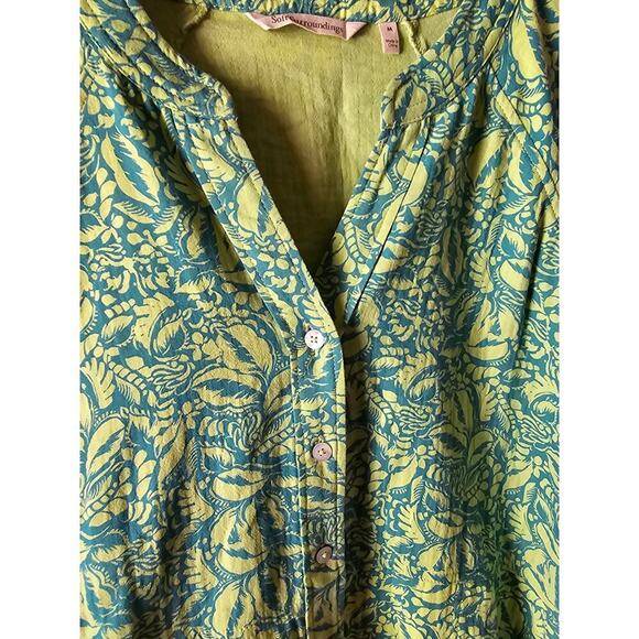 Soft Surroundings Jodi cotton gauze tunic with pockets medium green teal new - Picture 6 of 9